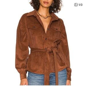 Tularosa Brown Corduroy Belted Top